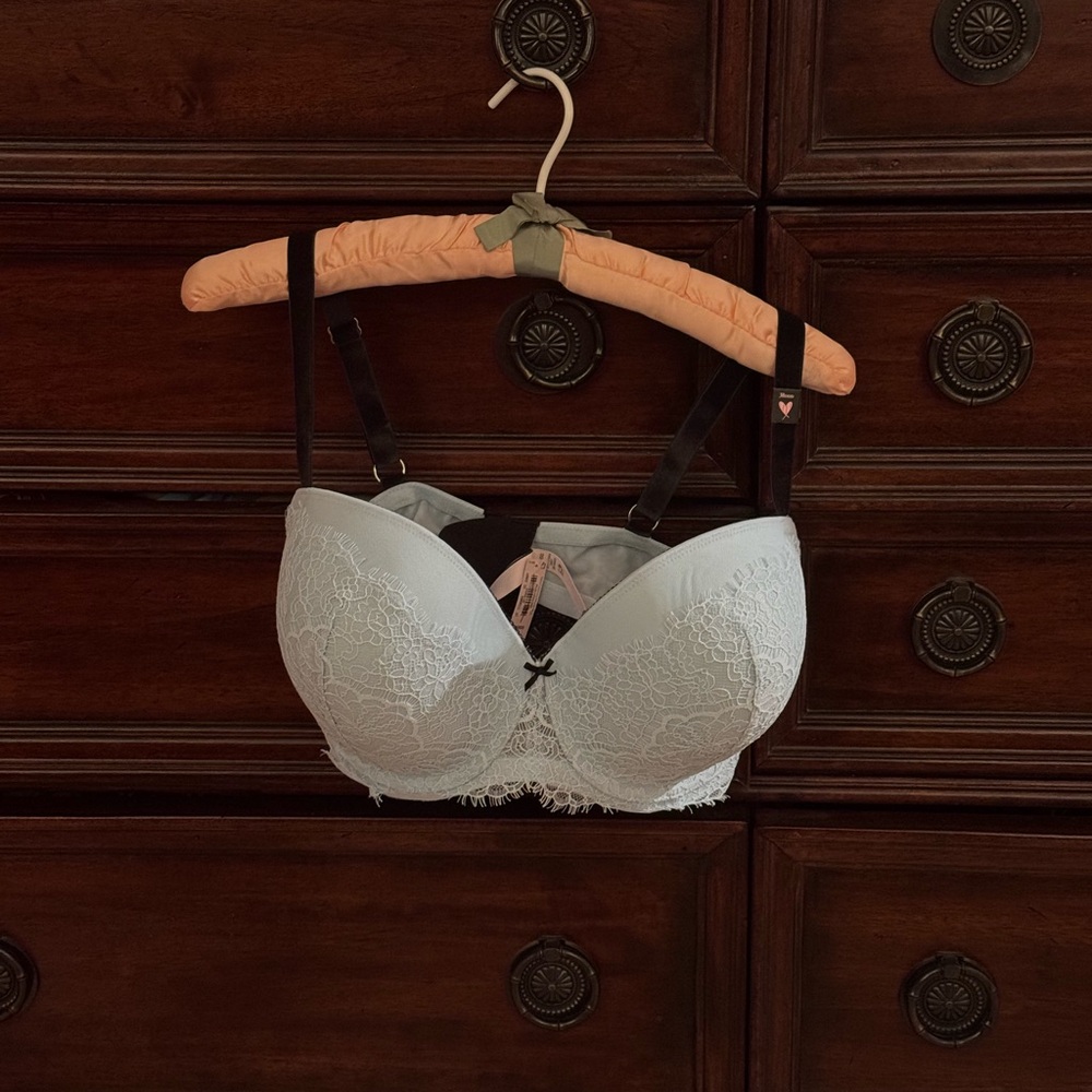 Elegant Lace Women's Bra in Light Blue with Black Accents Dream Angels